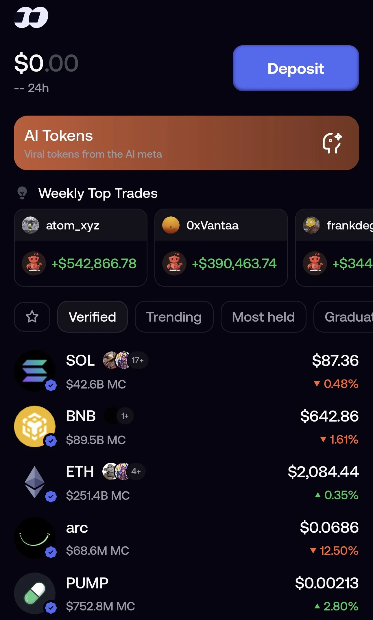 fomo AI Tokens Featured Section